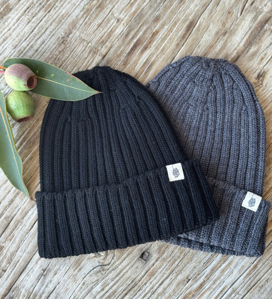 Mens Ribbed Merino Beanie