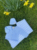 BABY SHOWER PACK - Fine Knit Cardigan + Chunky Knit Beanie + Gingham Cot Blanket