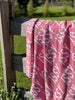 At The Knit Studio we knit our personalised baby blankets in 100% Organic Cotton. Issy’s Cot sized blanket Vintage Rose and White. There are 25 colours and 7 fonts plus over 50 graphic symbols to choose from. Sustainably, each blanket is individually knitted to order. This custom blanket is personalized with the name of your choice. Australian Made and owned, we provide free shipping worldwide. Design your own named blanket. Perfect for baby’s birthday or baby-shower and toddle bed.