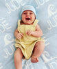 At The Knit Studio we knit our personalised baby blankets in 100% Organic Cotton. This Cot sized blanket is Pale Blue and White, the perfect keepsake. There are 25 colours and 7 fonts plus over 50 graphic symbols to choose from. Sustainably, each blanket is individually knitted to order. This custom blanket is personalized with the name of your choice. Australian Made and owned, we provide free shipping worldwide. Design your own named blanket. Perfect for baby’s birthday or Car seat, Pram and toddler bed.