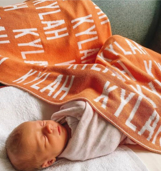 Personalised Cot Baby Blanket 100 Organic Cotton The Knit Studio theknitstudio