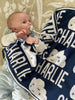 At The Knit Studio we knit our personalised baby blankets in 100% Organic Cotton. This Security blanket has a loop for a dummy and a loop to hold on to, the perfect keepsake. There are 25 colours and 7 fonts plus over 50 graphic symbols to choose from. Sustainably, each blanket is individually knitted to order. This custom blanket is personalized with the name of your choice. Australian Made and owned, we provide free shipping worldwide. Great for baby’s birthday or Car seat and Pram.