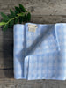 The Knit Studio, Classic Gingham blanket is a timeless baby gift. Quality that lasts and is guaranteed. Choose colours from our stunning range. Knitted on the Mornington Peninsula, Victoria, Australia. Family own0ed. Pale Blue and White. Pure organic cotton that is certified. Dyed and spun in Italy by Filmar.