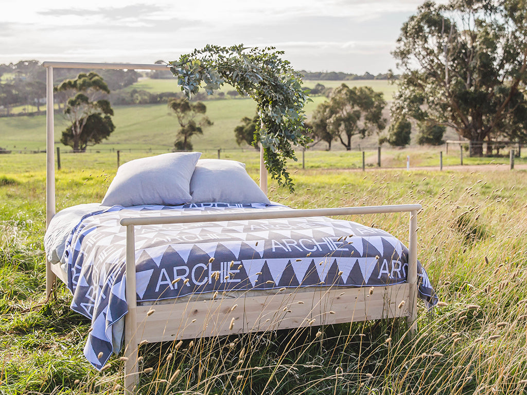 At The Knit Studio we knit our personalised baby blankets in 100% Organic Cotton. This Single Bed blanket is big enough for a double and Queen bed too, the perfect keepsake. There are 25 colours and 7 fonts plus over 50 graphic symbols to choose from. Sustainably, each blanket is individually knitted to order. This custom blanket is personalized with the name of your choice. Australian Made and owned, we provide free shipping worldwide. Great for couch cuddles too.