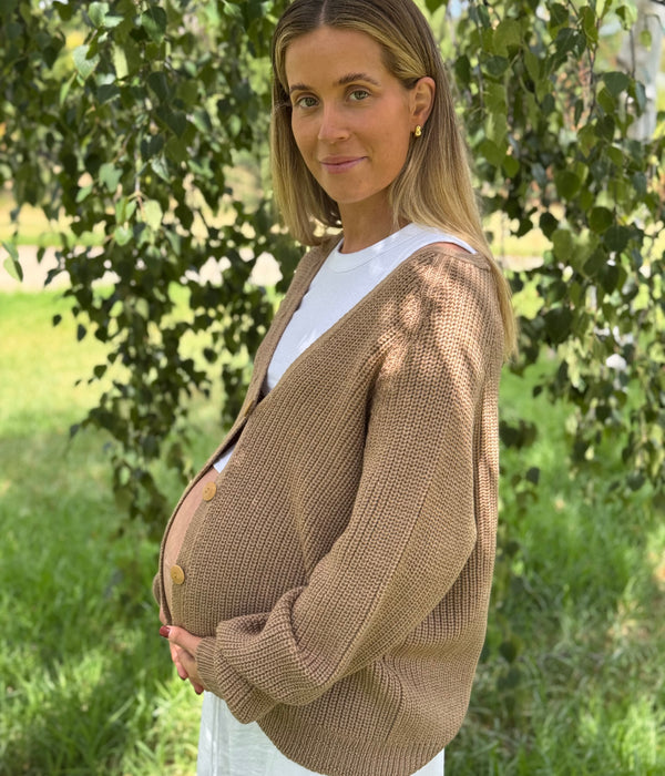 100% Pure Merino Maternity Chunky Ribbed Cardigan