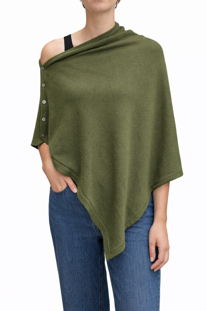 100% Pure Merino Fine Knit Button Multi Wrap