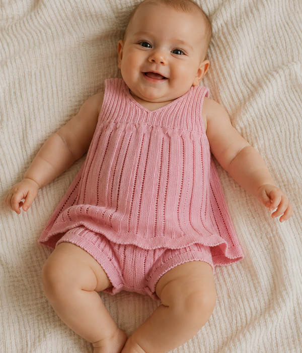 Lace Dress & Shorts Two Piece Set - 100% Cotton