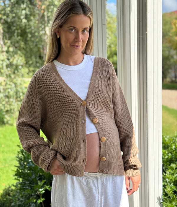 100% Pure Merino Maternity Chunky Ribbed Cardigan