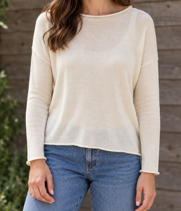 Cotton/Silk Curled Edge Jumper