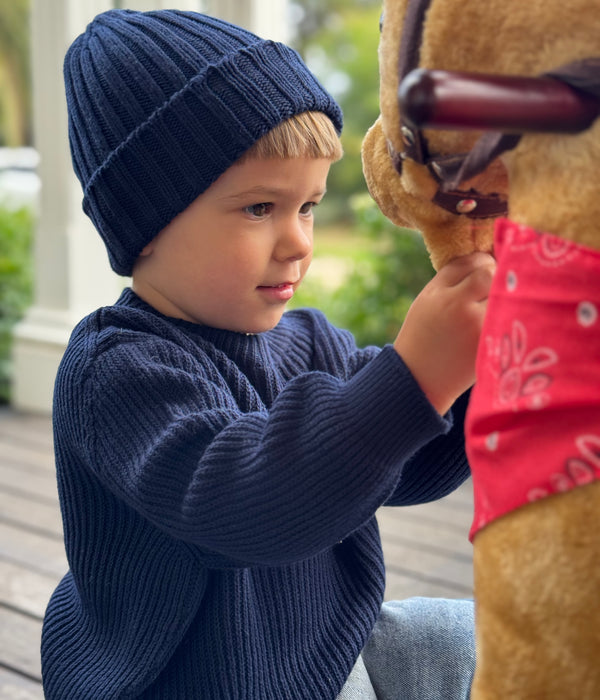 GIFT PACK - Ribbed Children's Cotton Jumper + Classic Cotton Beanie