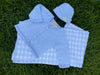 BABY SHOWER PACK - Fine Knit Cardigan + Chunky Knit Beanie + Gingham Cot Blanket