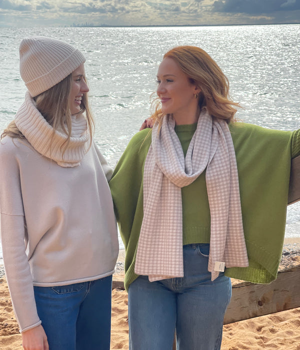 Gingham Scarf 100% Pure Merino Wool