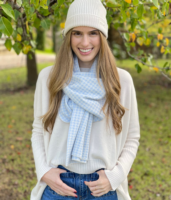 Houndstooth Scarf 100% Pure Merino Wool