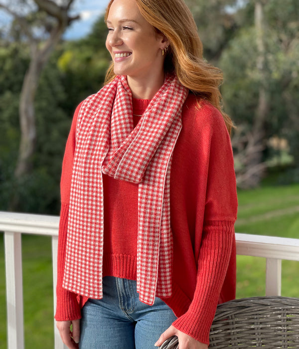 Gingham Scarf 100% Pure Merino Wool