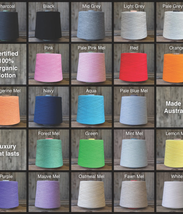 At the Knit Studio our Yarn is 100% Organic Cotton. It is approved by the Global Organic Textile Standard GOTS ensuring it is produced sustainably and all people working on this product are cared for respectfully. Our supplier Filmar is located in Italy and renowned for quality and excellence. We have 25 beautiful colours to choose from, perfect for nursery décor in a modern home.